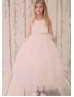 Satin Ruffled Tulle Princess Flower Girl Dress